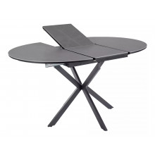 Stół okrągły rozkładany Gaston Ceramic 100cm szary efekt marmuru / czarny mat Signal