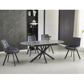 Stół owalny rozkładany Gaston Ceramic szary efekt marmuru 140cm / czarny mat Signal