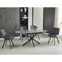 Stół owalny rozkładany Gaston Ceramic szary efekt marmuru 140cm / czarny mat Signal