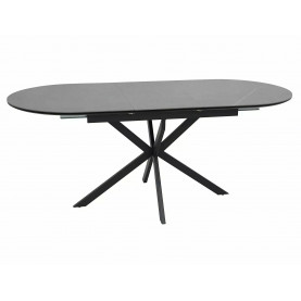 Stół owalny rozkładany Gaston Ceramic szary efekt marmuru 140cm / czarny mat Signal 2