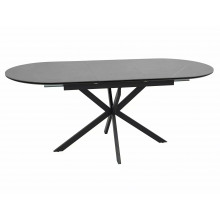 Stół owalny rozkładany Gaston Ceramic szary efekt marmuru 140cm / czarny mat Signal