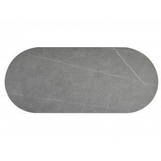 Stół owalny rozkładany Gaston Ceramic szary efekt marmuru 140cm / czarny mat Signal