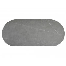 Stół owalny rozkładany Gaston Ceramic szary efekt marmuru 140cm / czarny mat Signal