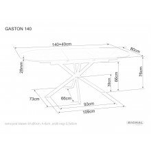 Stół owalny rozkładany Gaston Ceramic szary efekt marmuru 140cm / czarny mat Signal