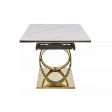 Stół ceramiczny rozkładany Hermes 160-240x90cm biały efekt marmuru / złoty Signal