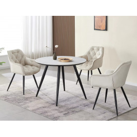 Stół okrągły ceramiczny Ideal Ceramic 100cm biały efekt marmuru / czarny Signal