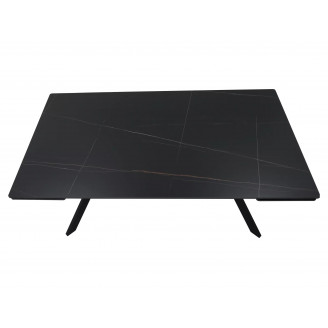 Stół rozkładany Imperia 160-220x90cm czarny efekt marmuru / czarny mat Signal