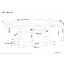 Stół rozkładany Imperia 160-220x90cm czarny efekt marmuru / czarny mat Signal