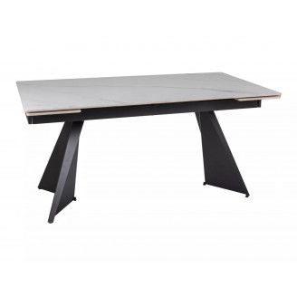 Stół rozkładany ceramiczny Laconi 160-220x90cm biały mat efekt marmuru / czarny Signal