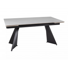 Stół rozkładany ceramiczny Laconi 160-220x90cm biały mat efekt marmuru / czarny Signal