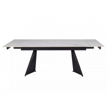 Stół rozkładany ceramiczny Laconi 160-220x90cm biały mat efekt marmuru / czarny Signal
