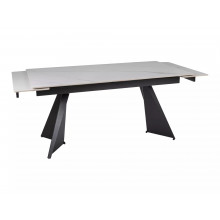 Stół rozkładany ceramiczny Laconi 160-220x90cm biały mat efekt marmuru / czarny Signal