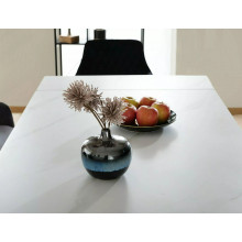 Stół rozkładany ceramiczny Laconi 160-220x90cm biały mat efekt marmuru / czarny Signal
