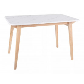 Stół prostokątny Marcus 120x75cm biały efekt marmuru / dąb Signal
