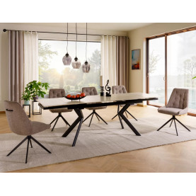 Stół rozkładany ceramiczny Norton 160-240x90cm travertine beżowy / czarny mat Signal 2