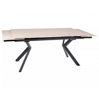 Stół rozkładany ceramiczny Norton 160-240x90cm travertine beżowy / czarny mat Signal