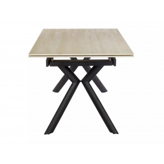 Stół rozkładany ceramiczny Norton 160-240x90cm travertine beżowy / czarny mat Signal