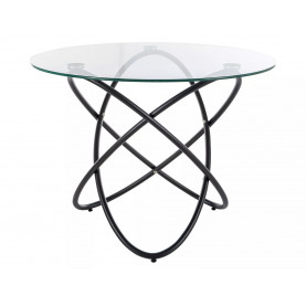 Stół szklany okrągły Orbit 100cm przeźroczysty / czarny Signal