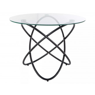Stół szklany okrągły Orbit 100cm przeźroczysty / czarny Signal
