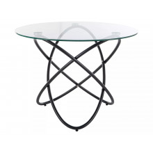 Stół szklany okrągły Orbit 100cm przeźroczysty / czarny Signal