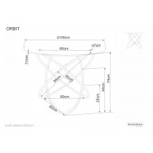 Stół szklany okrągły Orbit 100cm przeźroczysty / czarny Signal