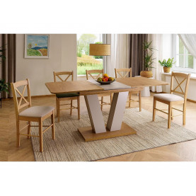 Stół rozkładany na jednej nodze Platon 136-176x80cm dąb cremona torro / kaszmir Signal