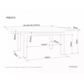 Stół rozkładany Presto 140-218x80cm kaszmir / dąb cremona torro Signal 2