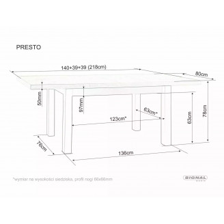 Stół rozkładany Presto 140-218x80cm kaszmir / dąb cremona torro Signal