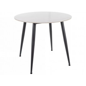 Stół okrągły ceramiczny Rion 90cm biały efekt marmuru / czarny Signal