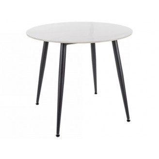 Stół okrągły ceramiczny Rion 90cm biały efekt marmuru / czarny Signal