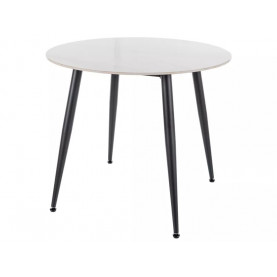 Stół okrągły ceramiczny Rion 90cm biały efekt marmuru / czarny Signal 2