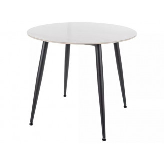 Stół okrągły ceramiczny Rion 90cm biały efekt marmuru / czarny Signal