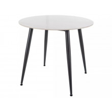 Stół okrągły ceramiczny Rion 90cm biały efekt marmuru / czarny Signal