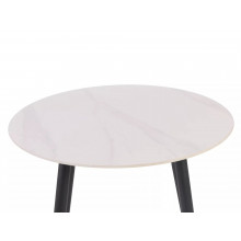 Stół okrągły ceramiczny Rion 90cm biały efekt marmuru / czarny Signal