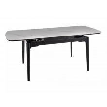 Stół ceramiczny rozkładany Sento 120-180x80cm biały efekt marmuru / czarny Signal