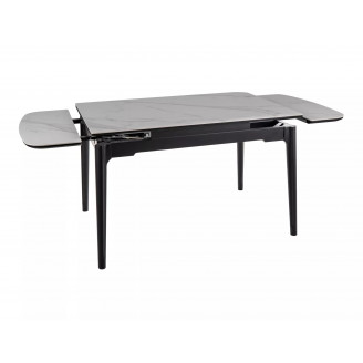 Stół ceramiczny rozkładany Sento 120-180x80cm biały efekt marmuru / czarny Signal