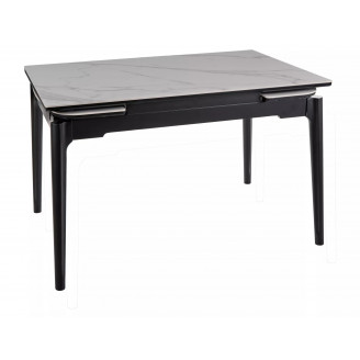 Stół ceramiczny rozkładany Sento 120-180x80cm biały efekt marmuru / czarny Signal