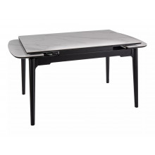 Stół ceramiczny rozkładany Sento 120-180x80cm biały efekt marmuru / czarny Signal