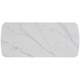 Stół ceramiczny rozkładany Sento 120-180x80cm biały efekt marmuru / czarny Signal