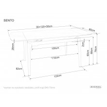 Stół ceramiczny rozkładany Sento 120-180x80cm biały efekt marmuru / czarny Signal