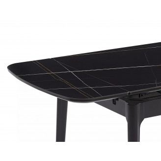 Stół ceramiczny rozkładany Sento 120-180x80cm czarny efekt marmuru / czarny Signal