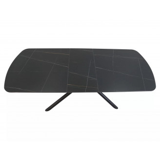Stół ceramiczny rozkładany Vector 160-200x90cm czarny efekt marmuru / czarny Signal