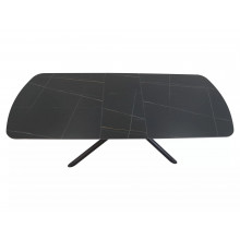 Stół ceramiczny rozkładany Vector 160-200x90cm czarny efekt marmuru / czarny Signal