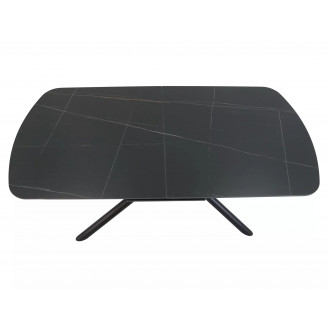 Stół ceramiczny rozkładany Vector 160-200x90cm czarny efekt marmuru / czarny Signal