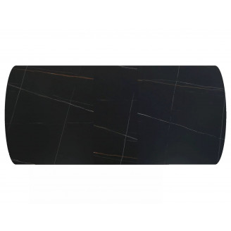 Stół ceramiczny rozkładany Vector 160-200x90cm czarny efekt marmuru / czarny Signal