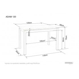 Stół prostokątny skandynawski Adam 120x68cm biały mat Signal 2