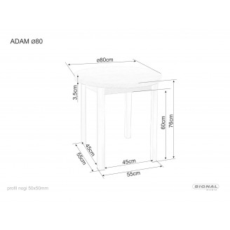 Stół okrągły Adam 80cm dąb artisan / czarny mat Signal