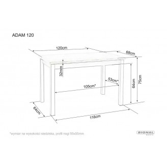 Stół prostokątny Adam 120x68cm dąb cremona torro / kaszmir Signal