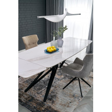 Stół rozkładany nowoczesny Alfredo 160-240x91cm biały marmur / czarny Halmar