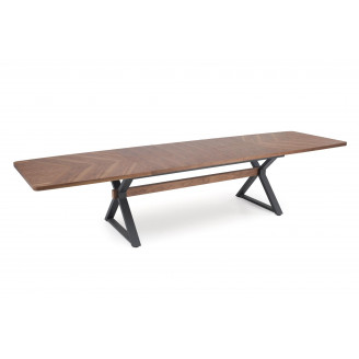 Stół rozkładany w jodełkę Baron 200-350x100cm orzech / czarny Halmar